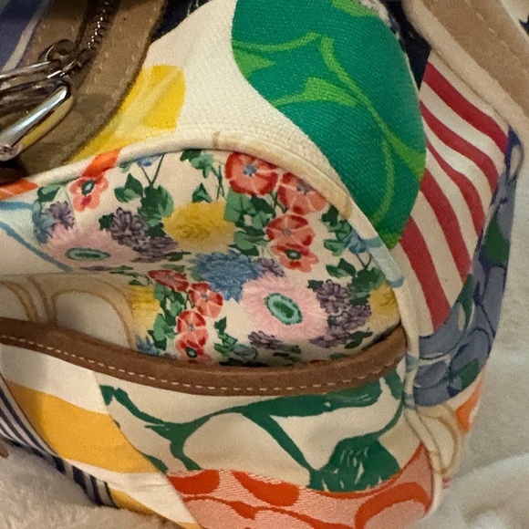 Coach Multicolor Patchwork Canvas Travel Duffle with Beige Straps - Picture 3 of 5